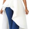 Lrady Womens Casual Shirt Dress High Low Irregular Ruffle Hem Blouse Asymmetrical Peplum Long Tunic Tops - Image 6