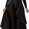 Lrady Womens Casual Shirt Dress High Low Ruffle Blouse Asymmetrical Peplum Tops Long Tunic Dresses - Image 3