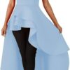 Lrady Womens Casual Shirt Dress High Low Irregular Ruffle Hem Blouse Asymmetrical Peplum Long Tunic Tops - Image 4