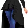 Lrady Womens Casual Shirt Dress High Low Ruffle Blouse Asymmetrical Peplum Tops Long Tunic Dresses - Image 6