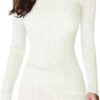 v28 Turtleneck Ribbed Sweaters for Women Cute Sexy Knitted Warm Fitted Sweater - Image 2