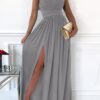 Dokotoo Womens 2024 Formal Dresses Wrap V-Neck Ruched Sexy Bridesmaid Wedding Guest Maxi Dresses - Image 7