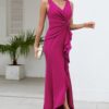 FQA Formal Evening Dresses for Women Elegant Evening Party Prom Dress Long Sexy V Neck Sleeveless Split Wrap - Image 3