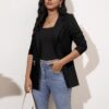 Genhoo Women's Long Sleeve Blazer Open Front Cardigan Jacket Work Office Blazer with Zipper Pockets S-3XL - Image 3