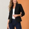 Allegra K Women's Work Office Blazer Stretch Lapel Collar Long Sleeve Jacket Suit Blazer - Image 2