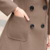 chouyatou Women Elegant Notched Collar Double Breasted Wool Blend Over Coat - Image 4