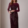 GRACE KARIN Women's Sequin Sparkly Glitter Dress Long Sleeve Velvet Cocktail Formal Dresses - Image 3