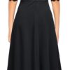 REPHYLLIS Women's V Neck Lace Vintage Formal Bridesmaid Wedding Long Dress - Image 3