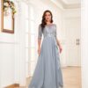 Chiffon Lace Mother of The Bride Dresses for Wedding Long Ruffles Formal Evening Gown with Sleeves - Image 3
