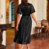GRACE KARIN Women's Sequin V Neck Ruffle Sleeve Empire Waist Sparkly Glitter A Line Cocktail Formal Dresses - Image 6
