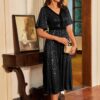 GRACE KARIN Women's Sequin V Neck Ruffle Sleeve Empire Waist Sparkly Glitter A Line Cocktail Formal Dresses - Image 4