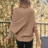 LILLUSORY Womens Batwing Oversized Sweaters Assymetrical Off The Shoulder Boat Neck Wrap Tunic Tops Fall Fashion Cloth Outfit - Image 3