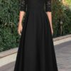REPHYLLIS Women's V Neck Lace Vintage Formal Bridesmaid Wedding Long Dress - Image 2