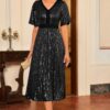 GRACE KARIN Women's Sequin V Neck Ruffle Sleeve Empire Waist Sparkly Glitter A Line Cocktail Formal Dresses - Image 3