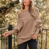LILLUSORY Womens Batwing Oversized Sweaters Assymetrical Off The Shoulder Boat Neck Wrap Tunic Tops Fall Fashion Cloth Outfit - Image 2