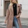 Bankeng Women Winter Wool Blend Camel Mid-Long Coat Notch Double-Breasted Lapel Jacket Outwear - Image 5