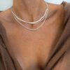 Herringbone Necklace for Women,Dainty Gold Necklace,14k Gold Plated Snake,Gold Chain Choker Necklaces,Simple Gold Layered Necklaces,Gold Jewelry Gift for Women - Image 3