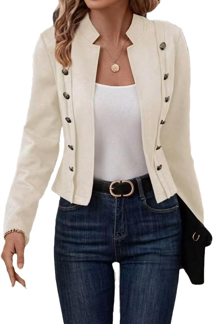 Women's Faux Suede Jackets 2024 Fall Casual Business Long Sleeve Open Front Cropped Blazer Jacket Coat