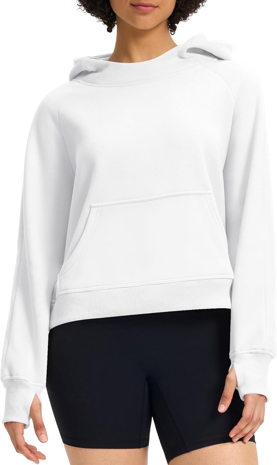 Womens Cropped Hoodies Mock Neck Sweatshirts Fall Fleece Lined Pullover with Thumb Hole 2024 Winter Clothes