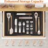 Lifewit Silverware Drawer Organizer, Expandable Utensil Organizer for Kitchen Drawers, Adjustable Cutlery and Flatware Tray, Plastic Spoons Forks Knives Holder Storage Dividers, Large, Black - Image 2
