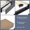 Allewie Upholstered Queen Size Platform Bed Frame with 4 Storage Drawers and Headboard, Diamond Stitched Button Tufted, Mattress Foundation with Wooden Slats Support, No Box Spring Needed, Dark Grey - Image 5