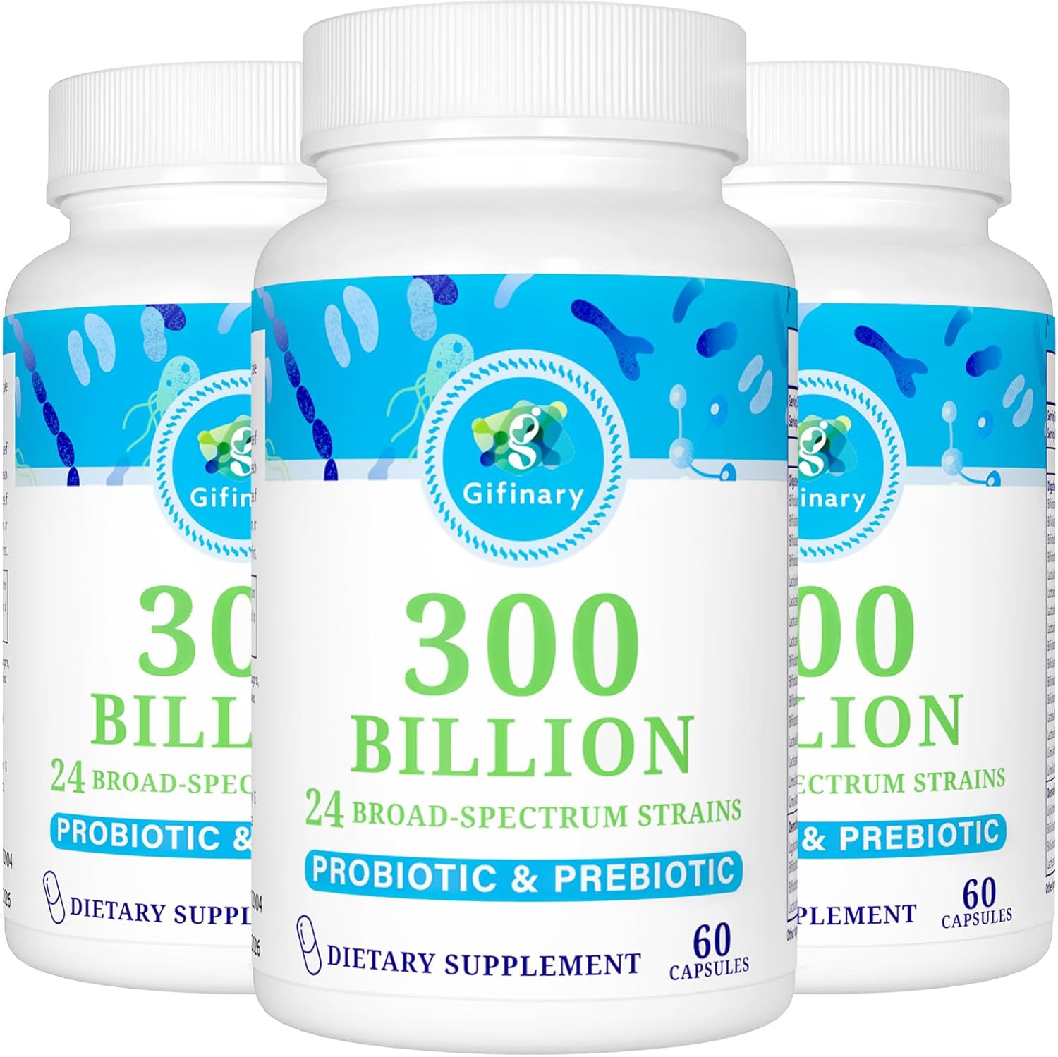 Probiotics for Women and Men, 300 Billion CFU, 24 Strains Probiotics with 15 Organic Herbs probiotics Blend, Probiotic Supplement for Digestive Gut Immune & Whole-Body Health -6 Month Supply