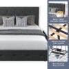 Allewie Upholstered Queen Size Platform Bed Frame with 4 Storage Drawers and Headboard, Diamond Stitched Button Tufted, Mattress Foundation with Wooden Slats Support, No Box Spring Needed, Dark Grey - Image 4