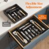 Lifewit Silverware Drawer Organizer, Expandable Utensil Organizer for Kitchen Drawers, Adjustable Cutlery and Flatware Tray, Plastic Spoons Forks Knives Holder Storage Dividers, Large, Black - Image 7