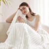 Bedsure White Throw Blanket for Couch - GentleSoft Cozy Soft Blankets for Women, Cute Small Fleece Throws for Girls, Off White, 50x60 Inches - Image 4
