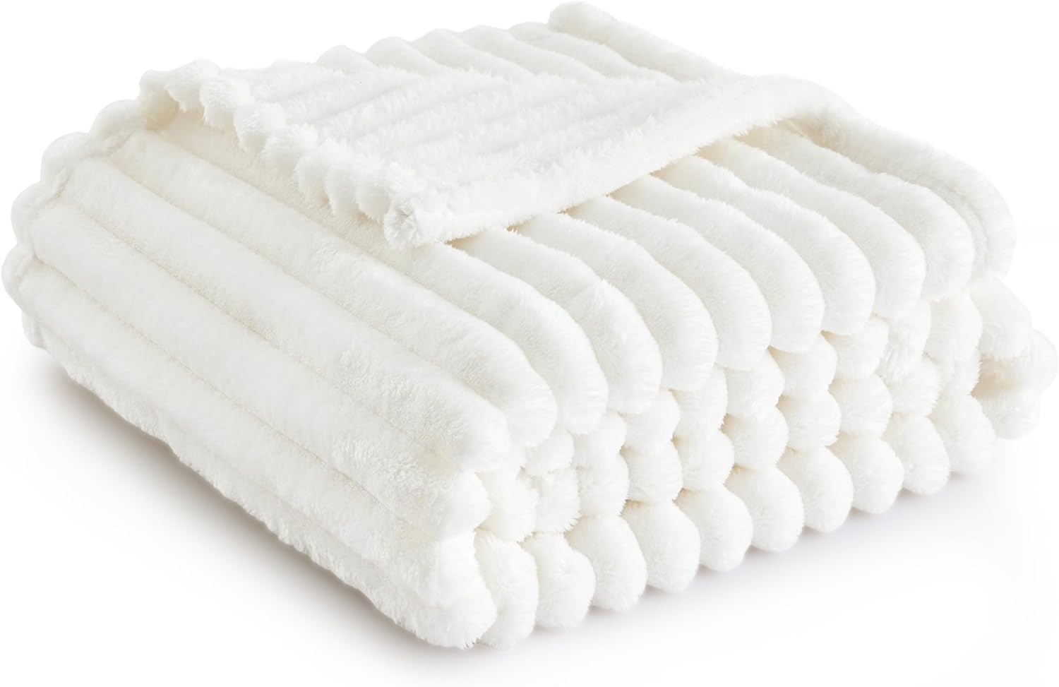 Bedsure White Throw Blanket for Couch - GentleSoft Cozy Soft Blankets for Women, Cute Small Fleece Throws for Girls, Off White, 50x70 Inches