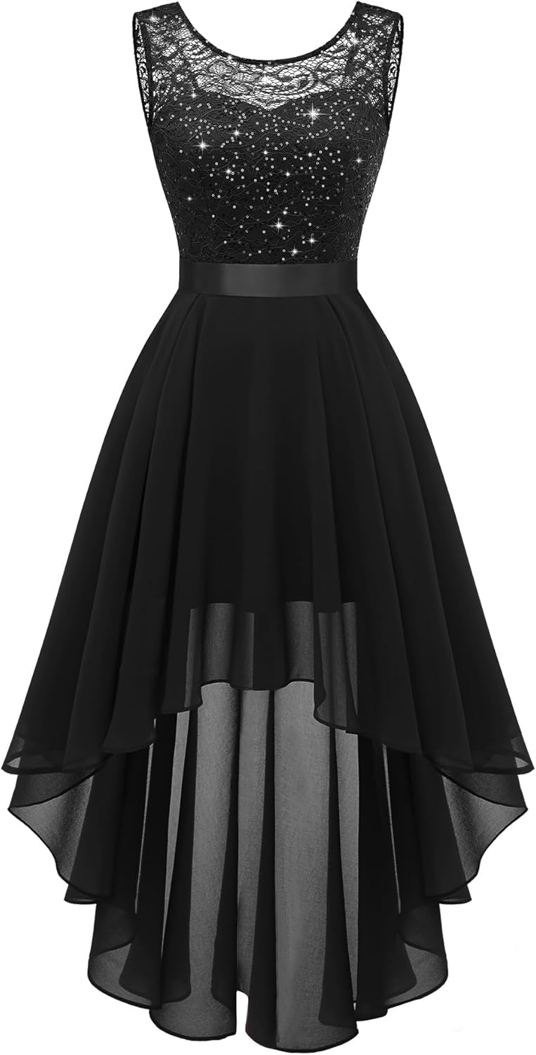 BeryLove Cocktail Prom Dresses 2025 Formal Wedding Guest Dresses Sleeveless Lace High Low Homecoming Dress