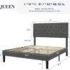 Allewie Queen Size Button Tufted/Fabric Upholstered Bed Frame with Adjustable Headboard/Wood Slat Support/Mattress Foundation/Dark Grey - Image 2