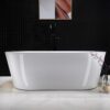 WOODBRIDGE 67" Acrylic Freestanding Bathtub Contemporary Soaking Tub, White Acrylic (Matte Black Drain/Overflow), B0013-MB-Drain &O - Image 4