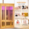 1 to 2 Person Infrared Sauna,Hemlock Wood Low EMF FAR Dry Sauna Indoor Saunas for The Home, with Colored Lights 1350W,Room:75.59 * 35.82 * 40Inch - Image 6