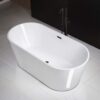 WOODBRIDGE 67" Acrylic Freestanding Bathtub Contemporary Soaking Tub, White Acrylic (Matte Black Drain/Overflow), B0013-MB-Drain &O - Image 3