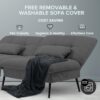 COMHOMA Convertible Futon Sofa Bed, 68″Fabric Futon Couch with Adjustable Backrest, Folding Futon Sleeper Recliner for Living Room Furniture (Black) - Image 4