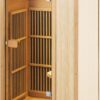 VEVOR Far Infrared Wooden Sauna, Room Home Sauna Spa for One Person, 1140W Low EMF Far Infrared Hemlock Wood Sauna with Tempered Glass Door & LED Reading Lamp & Bluetooth Speakers, 35 * 29 * 64 Inch - Image 10