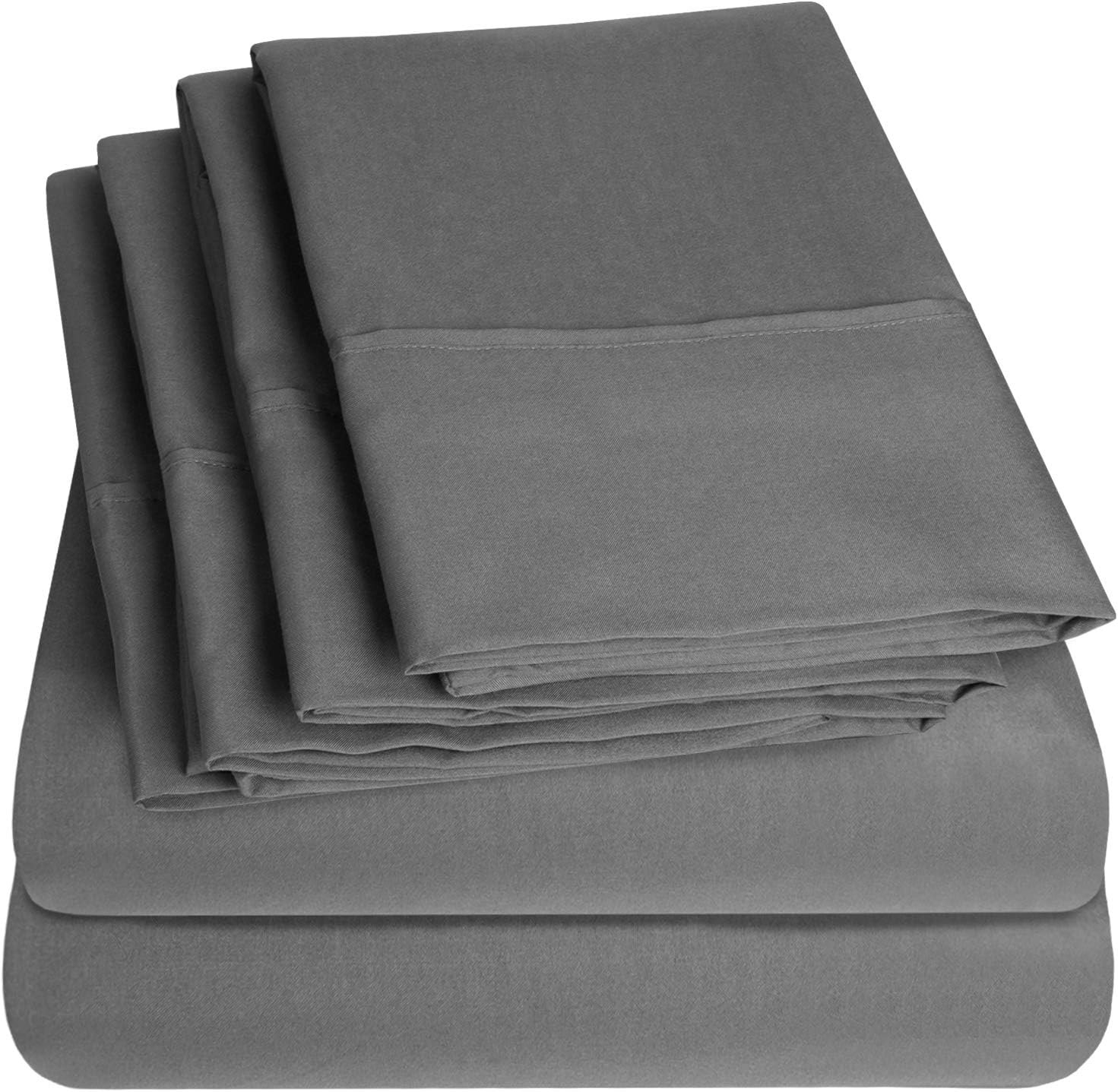Bed Sheets Queen Size Grey - 6 Piece 1500 Supreme Collection Fine Brushed Microfiber Deep Pocket Queen Sheet Set Bedding - 2 EXTRA PILLOW CASES, GREAT VALUE - Queen, Gray