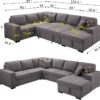 THSUPER Sectional Sleeper Sofa Bed with Storage Chaise, U Shape Oversized Sectional Couch with Pull Out Bed for Living Room Gray, 6 Seater Gray - Image 2
