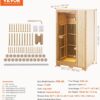 VEVOR Far Infrared Wooden Sauna, Room Home Sauna Spa for One Person, 1140W Low EMF Far Infrared Hemlock Wood Sauna with Tempered Glass Door & LED Reading Lamp & Bluetooth Speakers, 35 * 29 * 64 Inch - Image 6