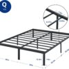 Olee Sleep 14 Inch Heavy Duty Steel Slat Anti-Slip Support, Easy Assembly Platform Bed Frame, Noise Free Steel Mattress Foundation, Maximum Storage, No Box Spring Needed, Black (Queen Size) - Image 2
