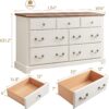 T4TREAM 7 Drawers Dresser Chests for Bedroom, Wood Vintage Chests of Drawers, Rustic Dressers Chset Organizer for Bedroom, Living Room, Hallway, Antique White - Image 2