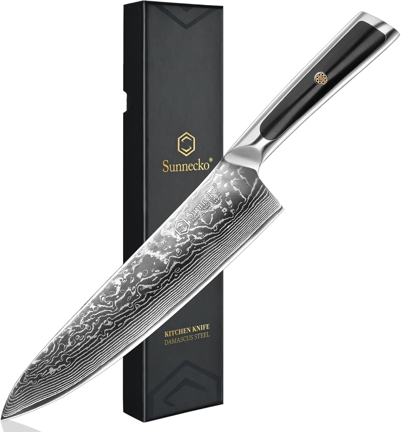 Sunnecko Chef Knife 8 Inch, Damascus Kitchen Knife Japanese Chefs Knife Vg10 High Carbon Stainless Steel
