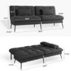 COMHOMA Convertible Futon Sofa Bed, 68″Fabric Futon Couch with Adjustable Backrest, Folding Futon Sleeper Recliner for Living Room Furniture (Black) - Image 2