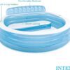Intex Swim Center Inflatable Family Lounge Pool: Built-in Bench – Cup Holder – 156 Gallon Capacity – 90" x 86" x 31" – Blue - Image 7