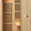 VEVOR Far Infrared Wooden Sauna, Room Home Sauna Spa for One Person, 1140W Low EMF Far Infrared Hemlock Wood Sauna with Tempered Glass Door & LED Reading Lamp & Bluetooth Speakers, 35 * 29 * 64 Inch - Image 11