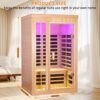 1 to 2 Person Infrared Sauna,Hemlock Wood Low EMF FAR Dry Sauna Indoor Saunas for The Home, with Colored Lights 1350W,Room:75.59 * 35.82 * 40Inch - Image 2