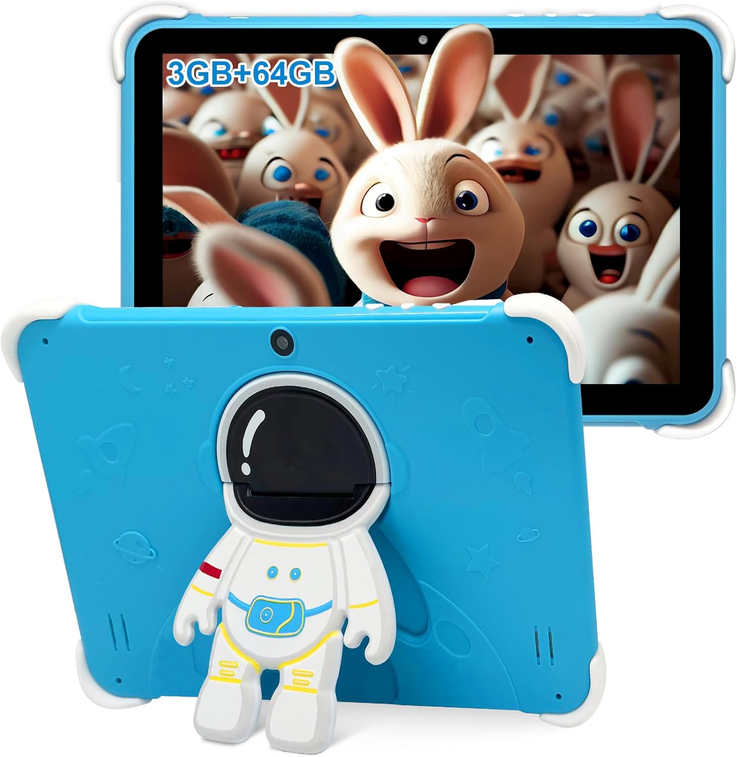 Kids Tablet 10 Inch,Tablet for Kids Android 14,3GB+64GB,8-Core CPU,2.4/5G WiFi WiFi 6,12H Battery Life,Parental Control,1280x800 HD Display,Dual Cameras,Shockproof Case,Pre-Installed Educational Apps