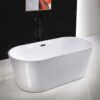 WOODBRIDGE 67" Acrylic Freestanding Bathtub Contemporary Soaking Tub, White Acrylic (Matte Black Drain/Overflow), B0013-MB-Drain &O - Image 2