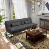 COMHOMA Convertible Futon Sofa Bed, 68″Fabric Futon Couch with Adjustable Backrest, Folding Futon Sleeper Recliner for Living Room Furniture (Black) - Image 3
